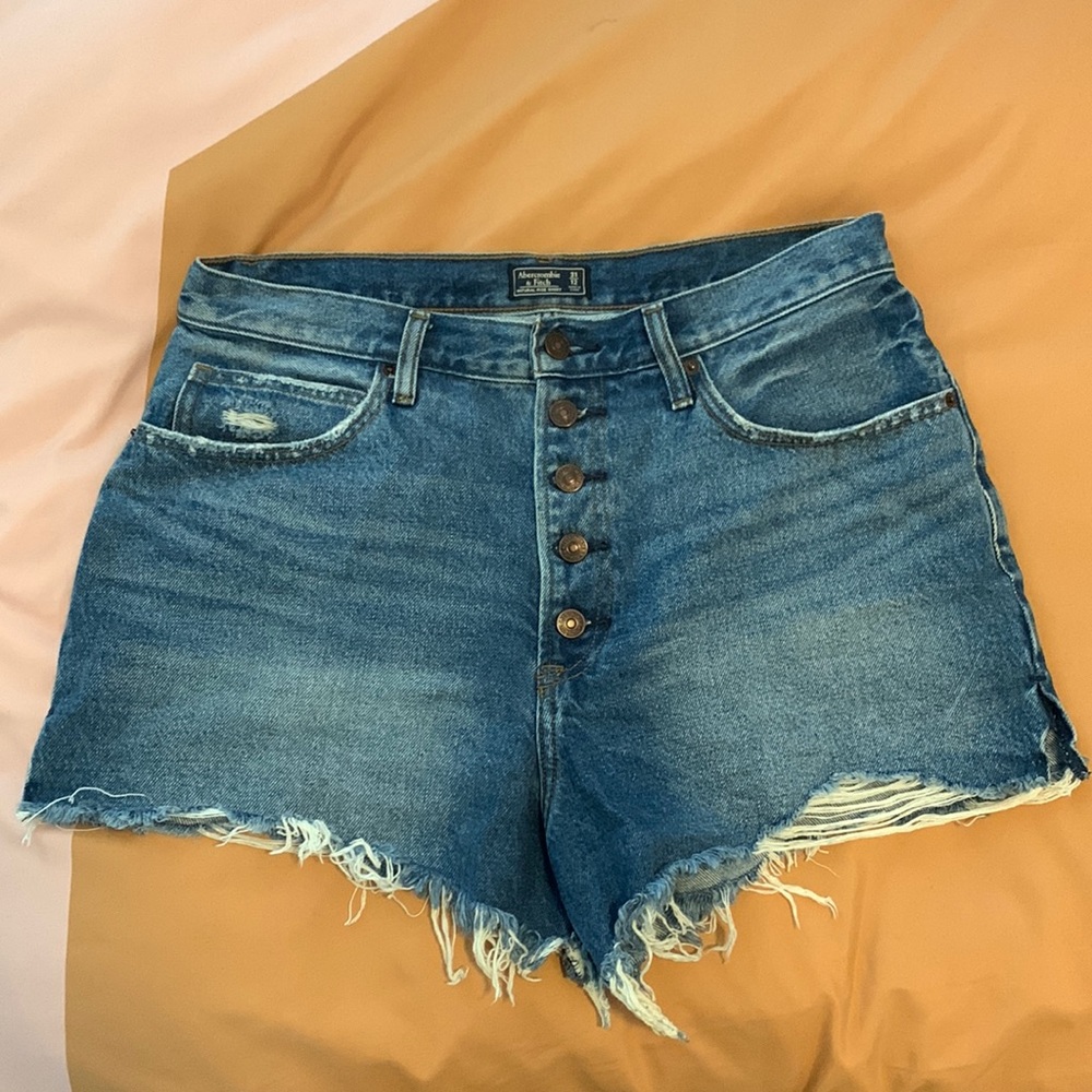 Abercrombie and fitch high rise button fly denim shorts